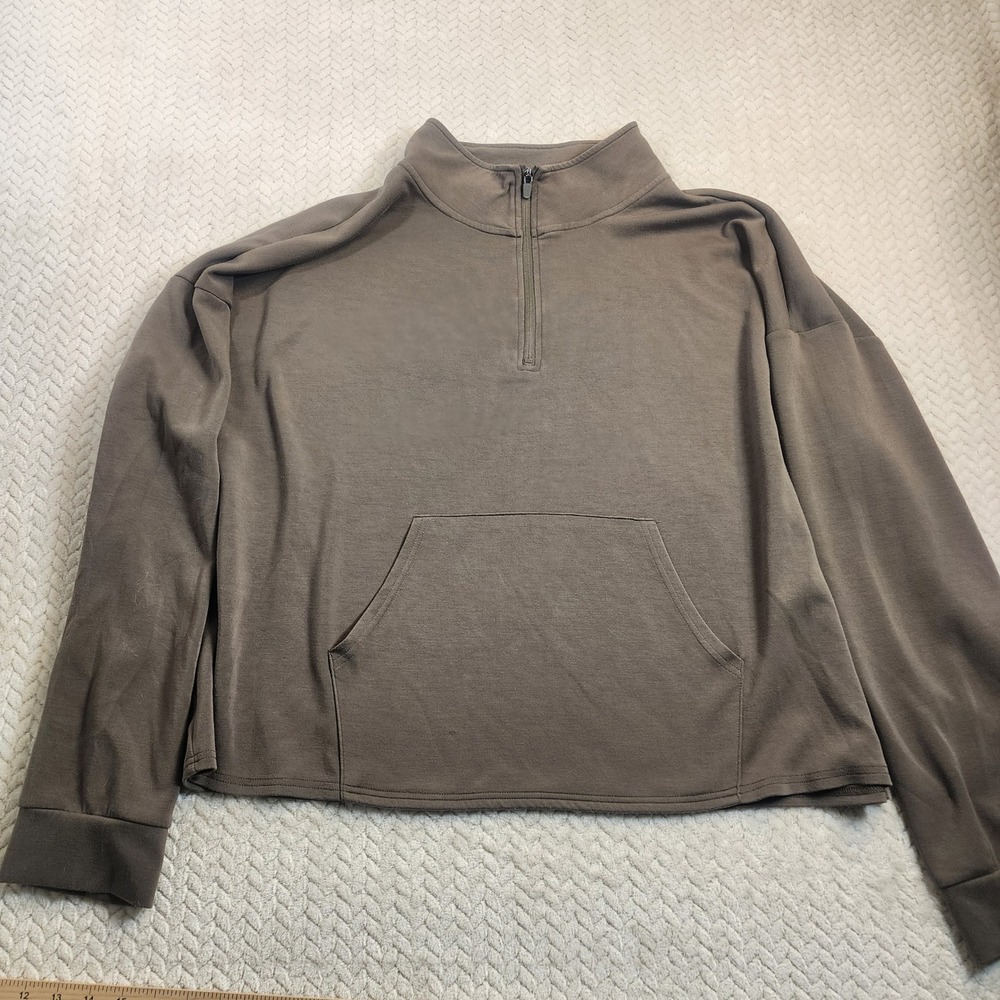RECREATION by Thread & Supply Quarter Zip‎ Pullover Sweatshirt Kangaroo Pocket